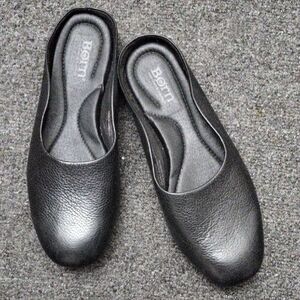 Born Black Leather Mules